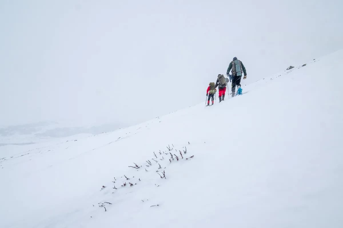 Vandrare i snö över Dovrefjell
