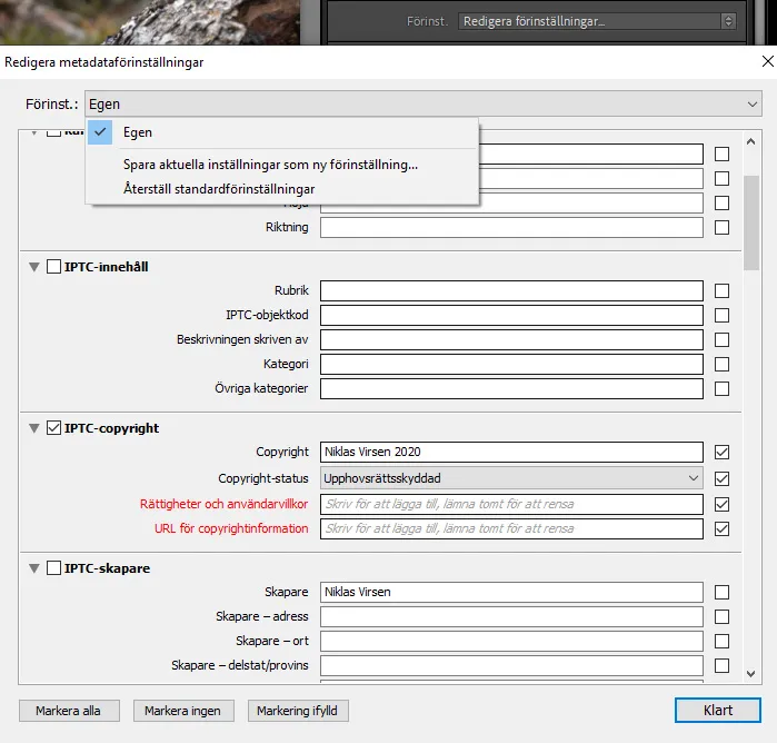 Exif-data berättar om din bild.